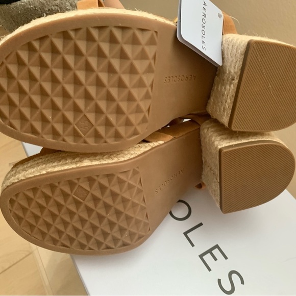 AEROSOLES Chatham Espadrille Block Heeled Platform Sandals in Tan Suede - Picture 10 of 12